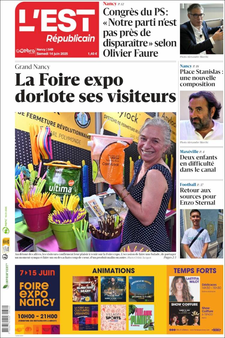 Portada de L'Est Republicain (Francia)