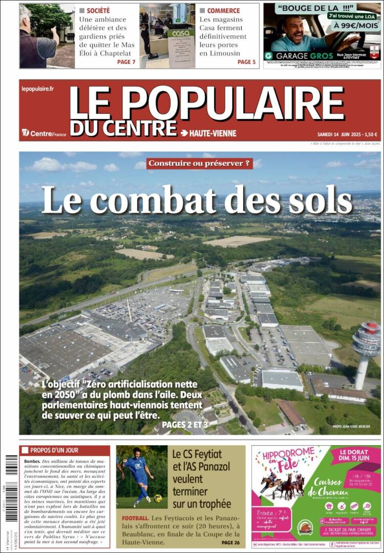 Portada de Le Populaire du Centre (Francia)