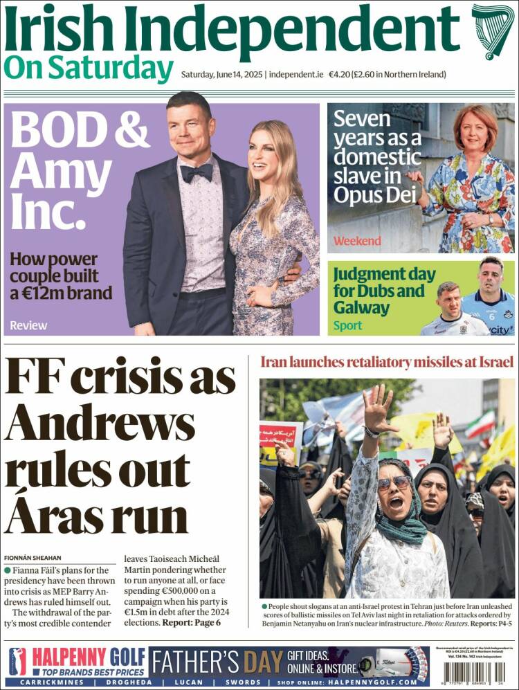 Portada de Irish Independent (Irlanda)