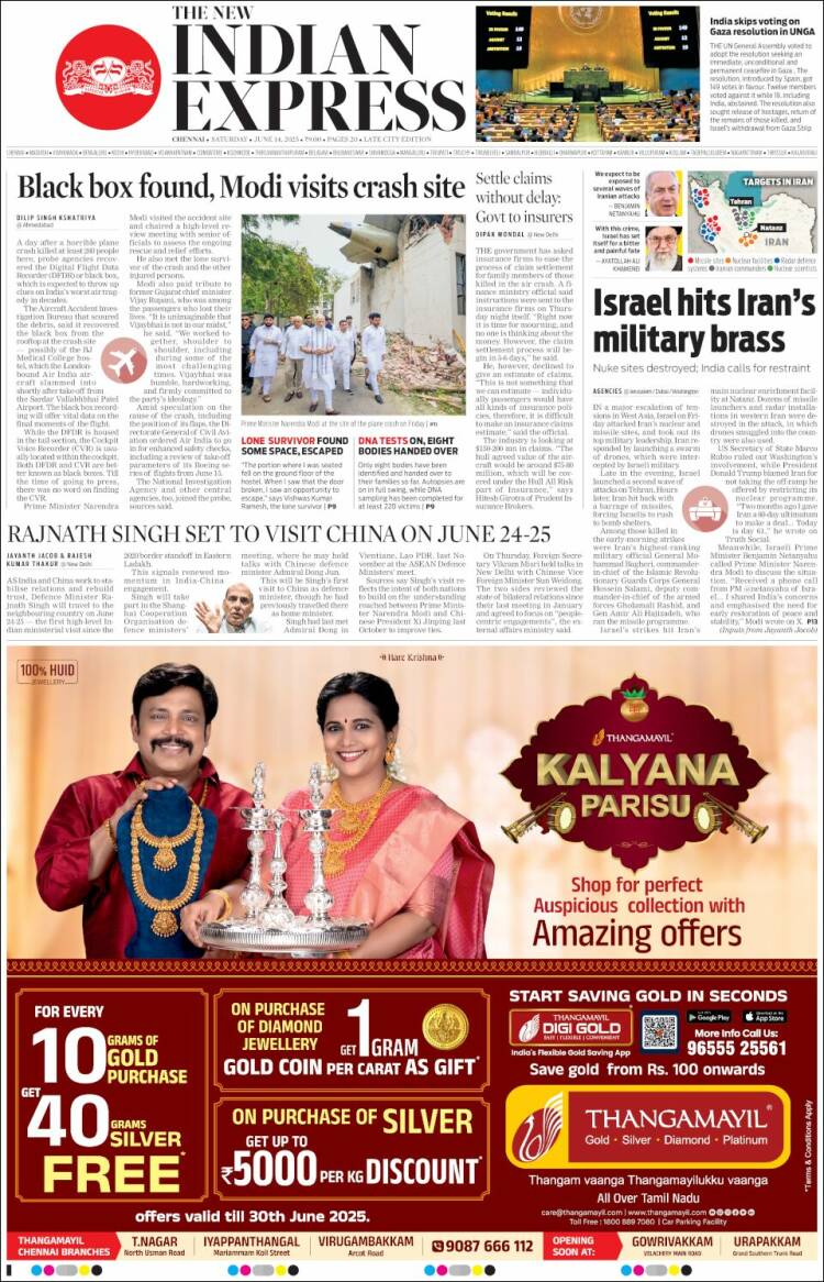 Portada de New Indian Express (India)