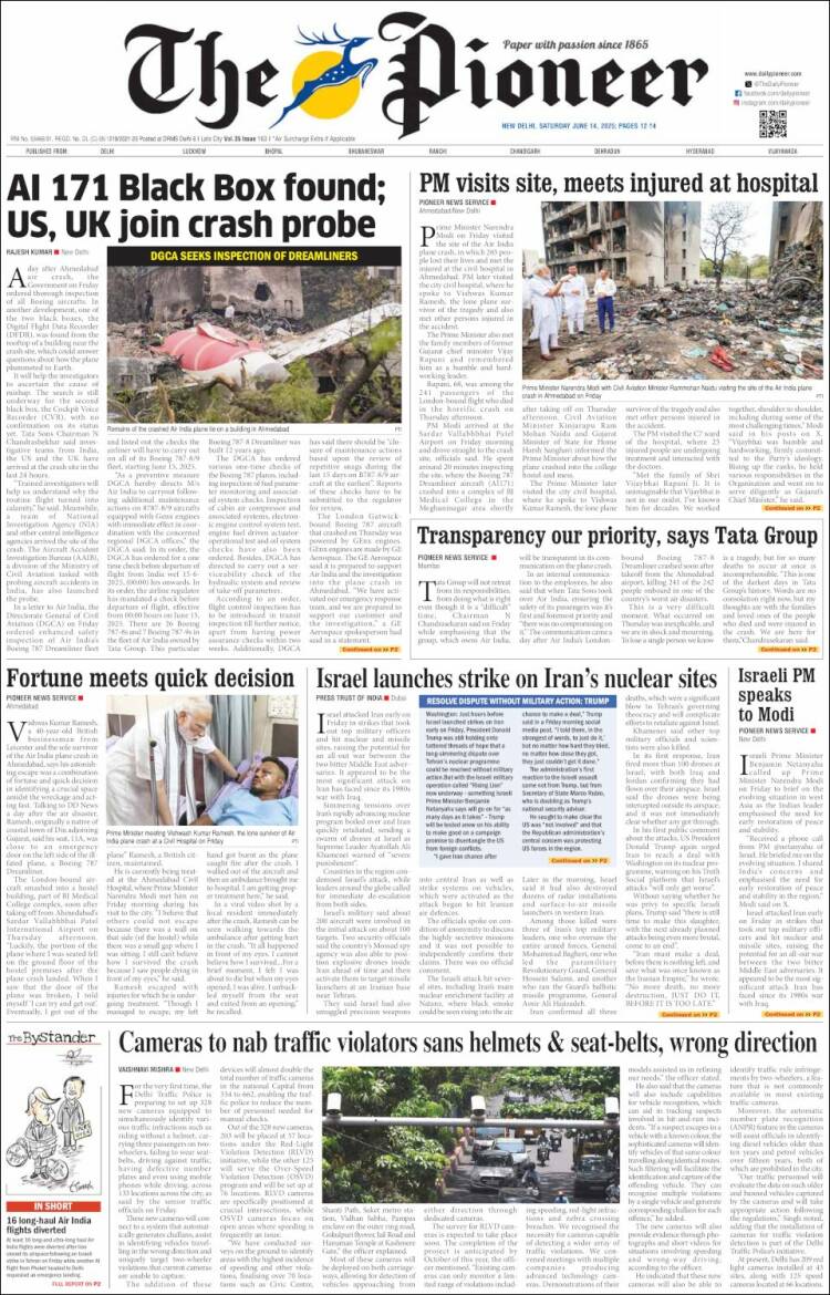 Portada de The Pioneer (India)