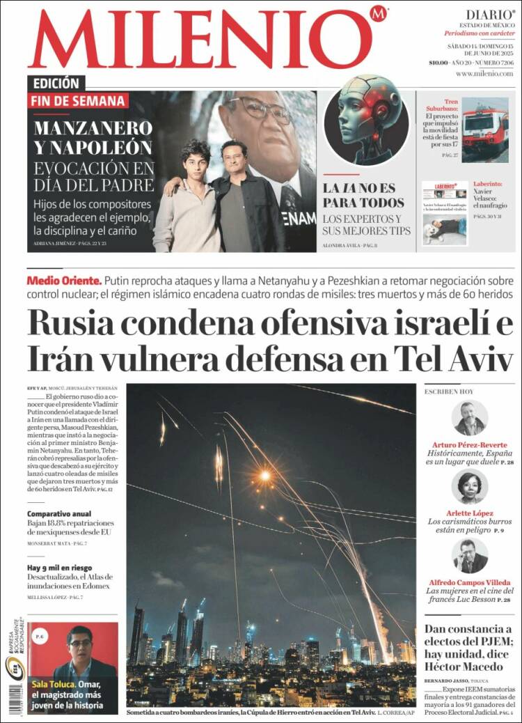 Portada de Milenio - Estado de México (México)