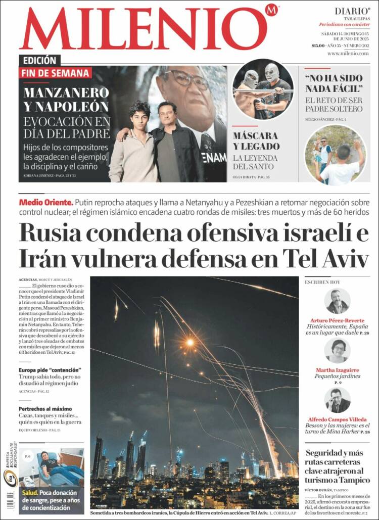 Portada de Milenio - Tamaulipas (México)