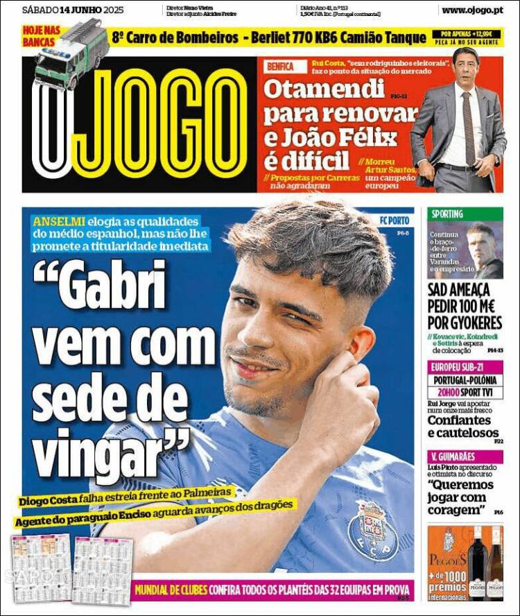 Portada de O Jogo (Portugal)