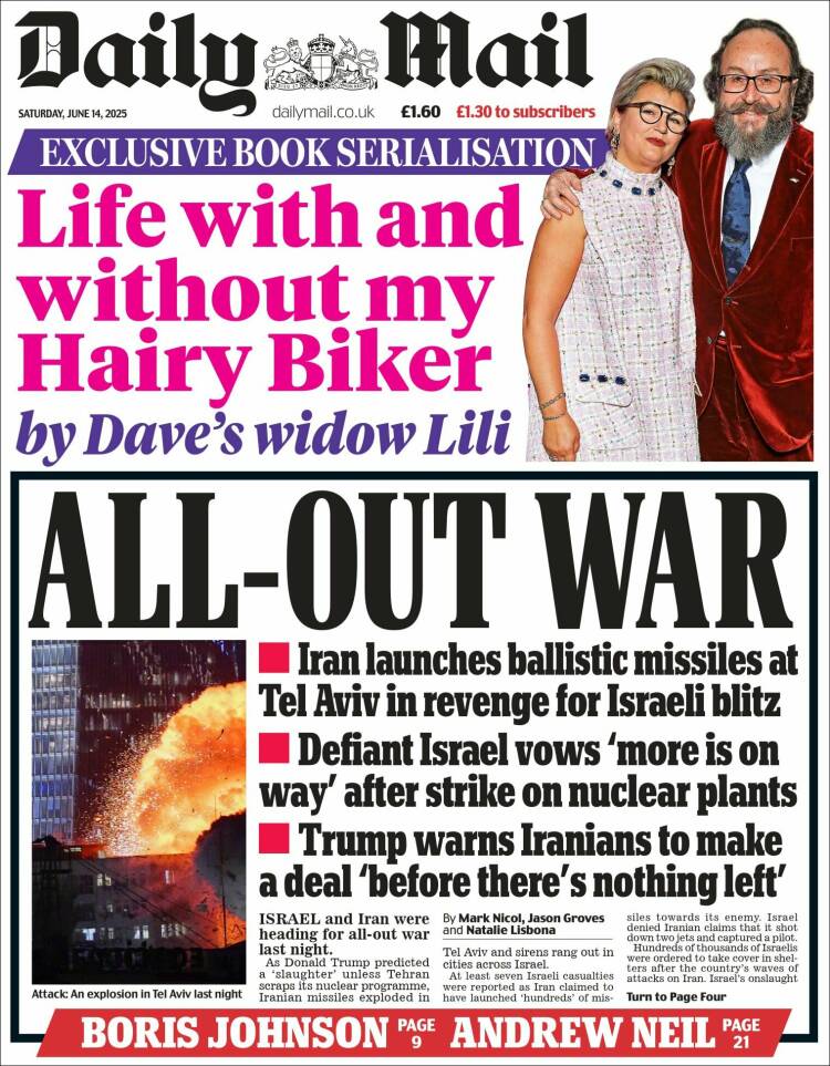 Portada de Daily Mail (Reino Unido)