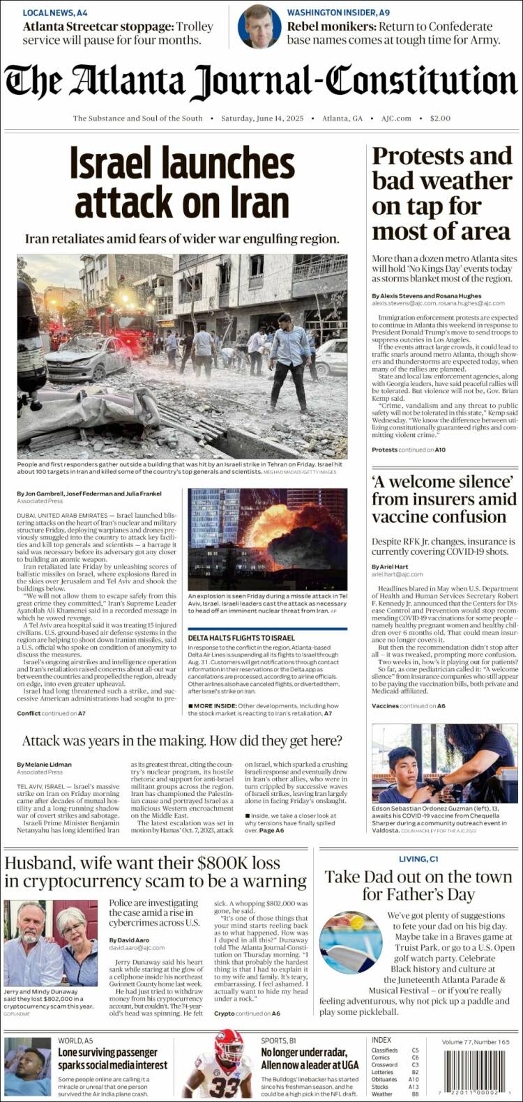 Portada de The Atlanta Journal-Constitution (USA)