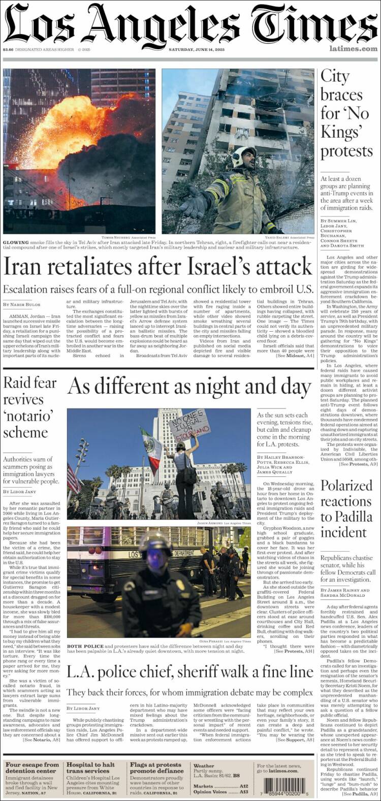 Portada de Los Angeles Times (USA)