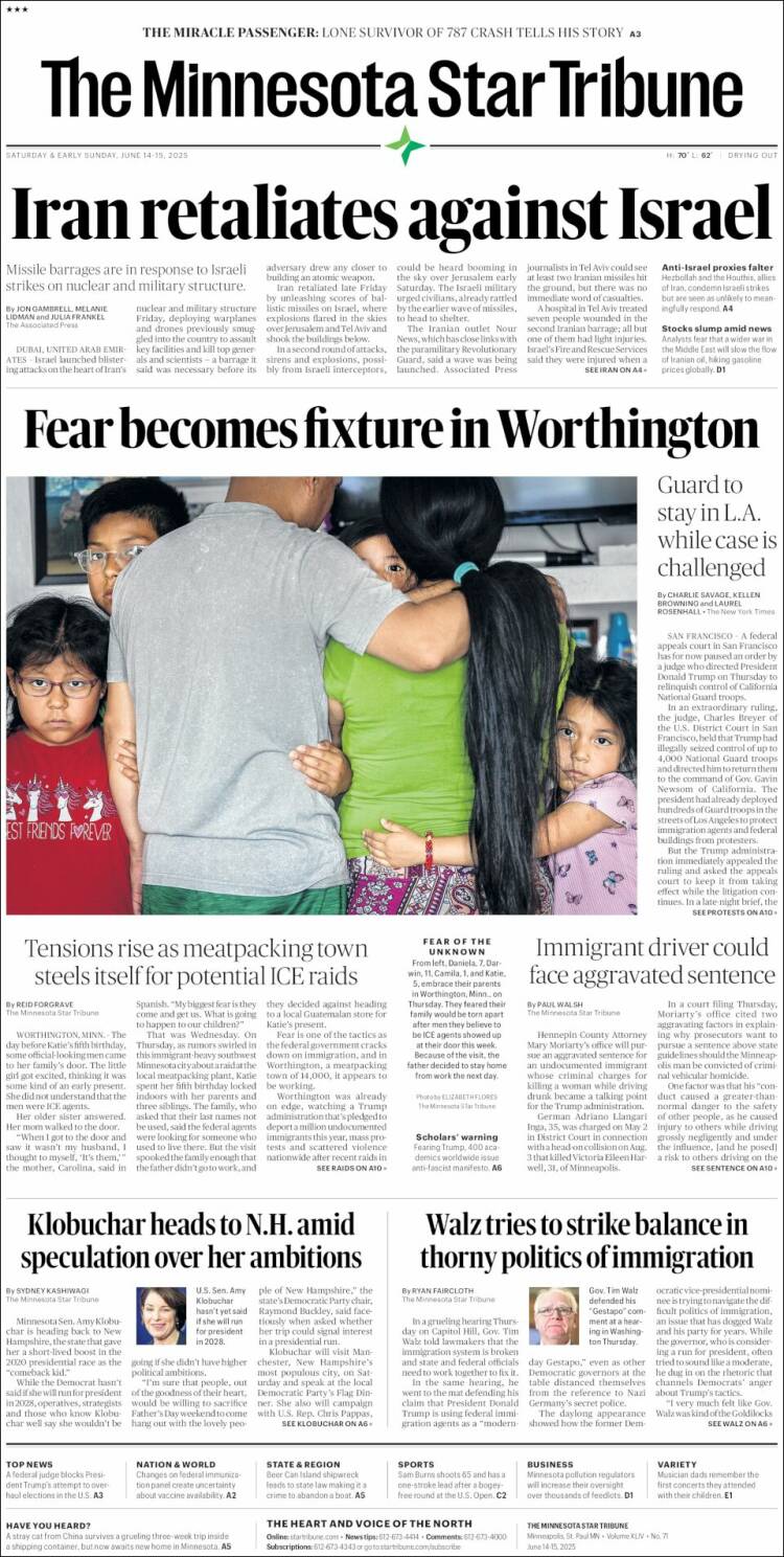 Portada de Star Tribune (USA)