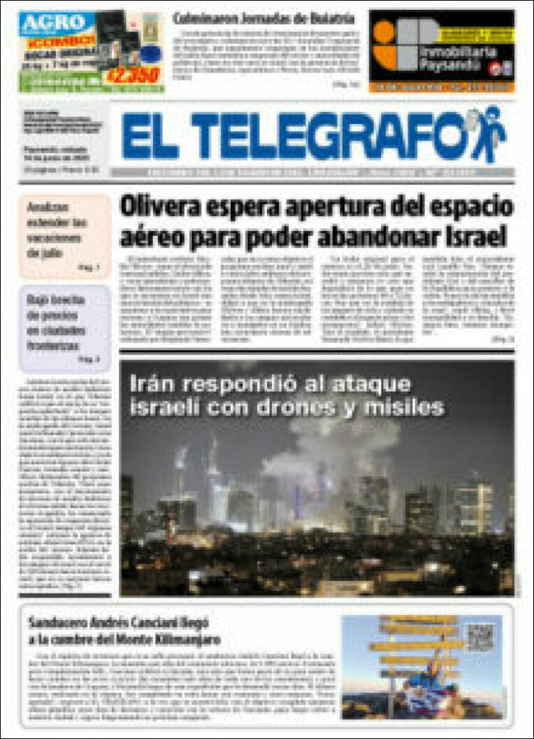 Portada de El Telégrafo (Uruguay)