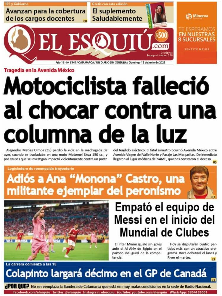Portada de El Esquiu (Argentina)