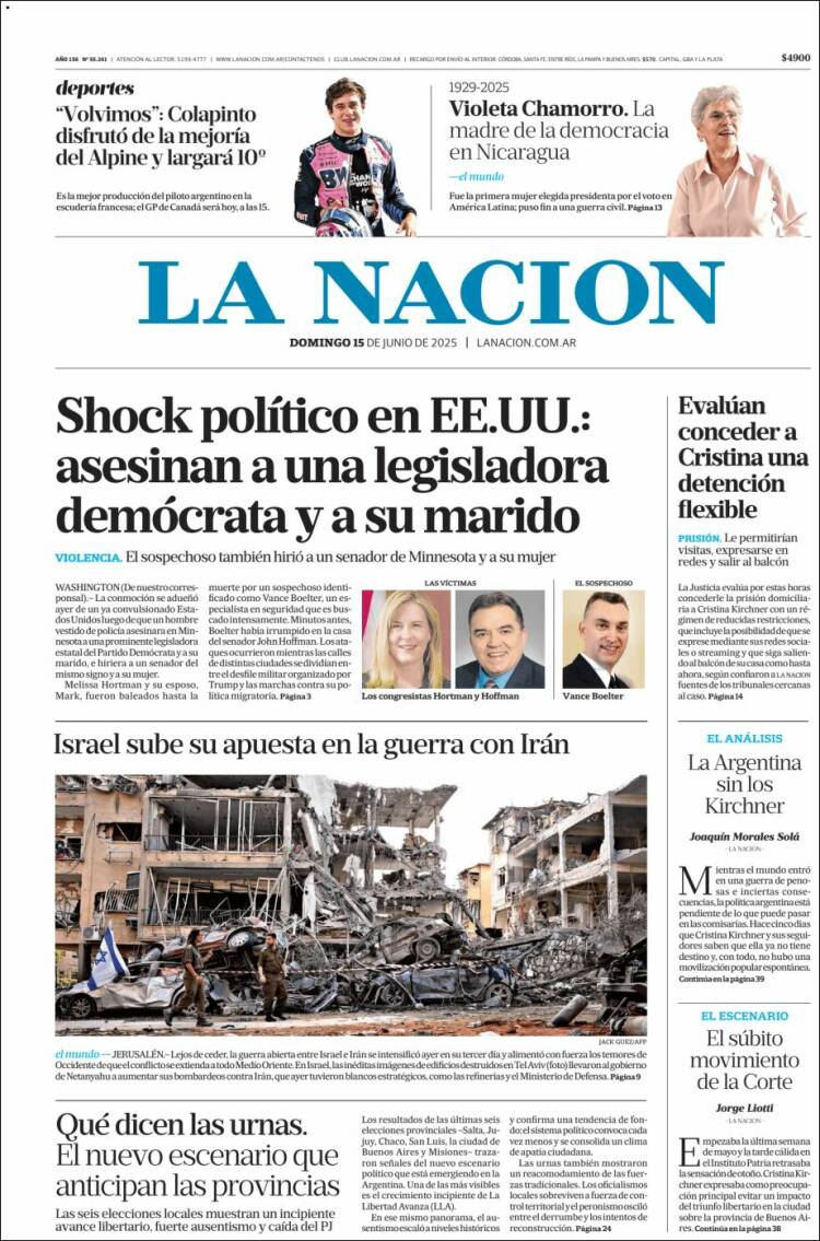 Portada de La Nación (Argentina)