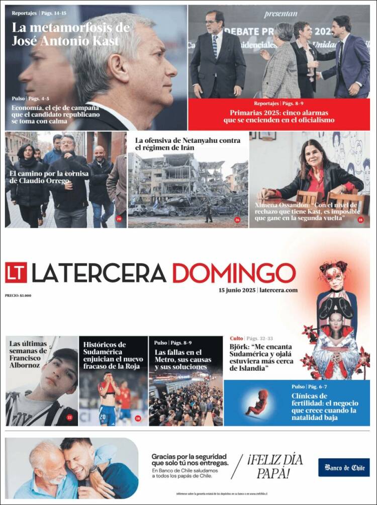 Portada de La Tercera (Chile)