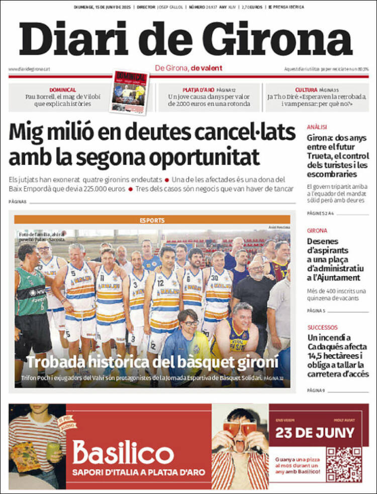 Portada de Diari de Girona (España)