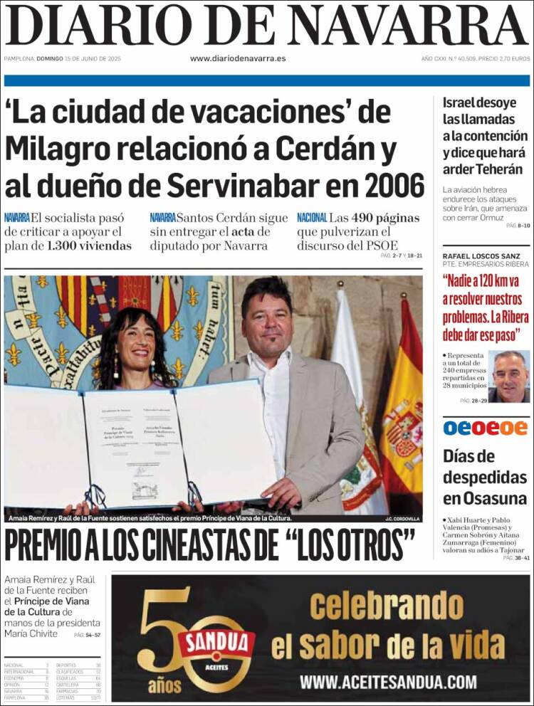 Portada de Diario de Navarra (España)