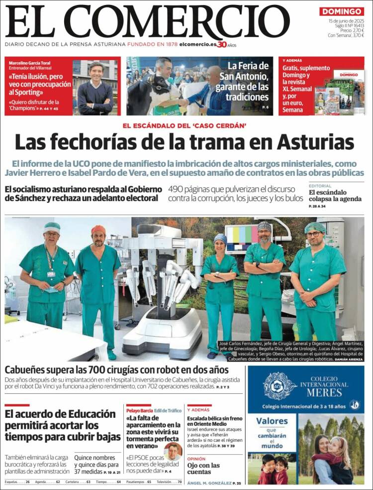 Portada de El Comercio - Gijón (España)