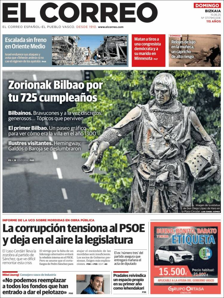 Portada de El Correo (España)