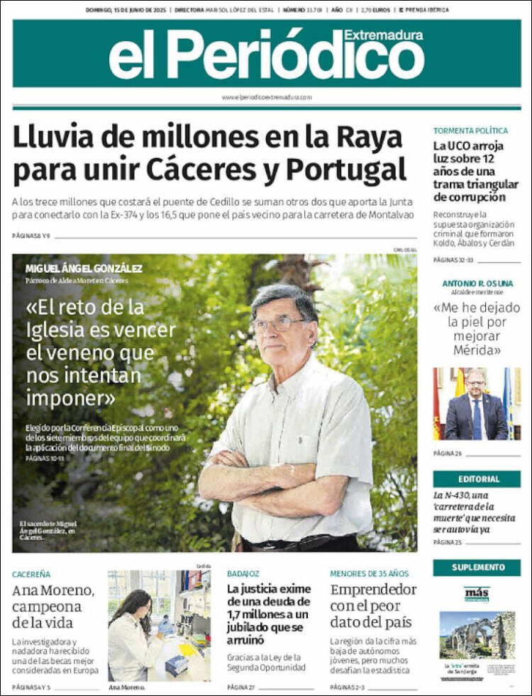 Portada de El Periódico de Extremadura (España)
