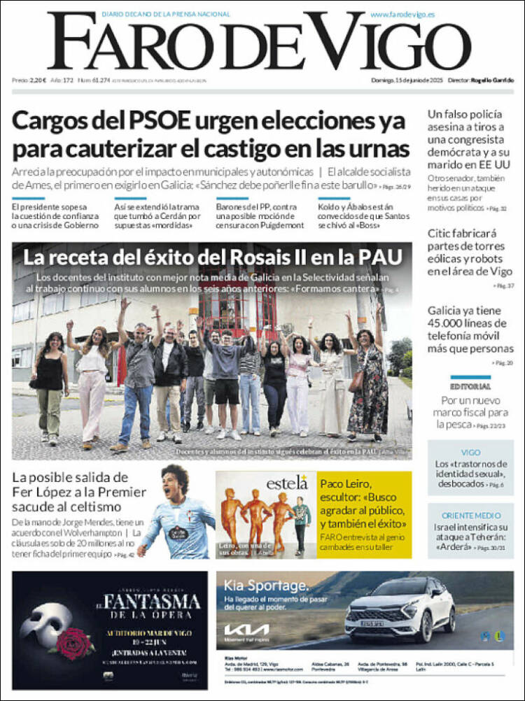 Portada de Faro de Vigo (España)