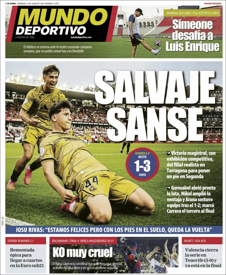 Portada de Mundo Deportivo Gipuzkoa (España)