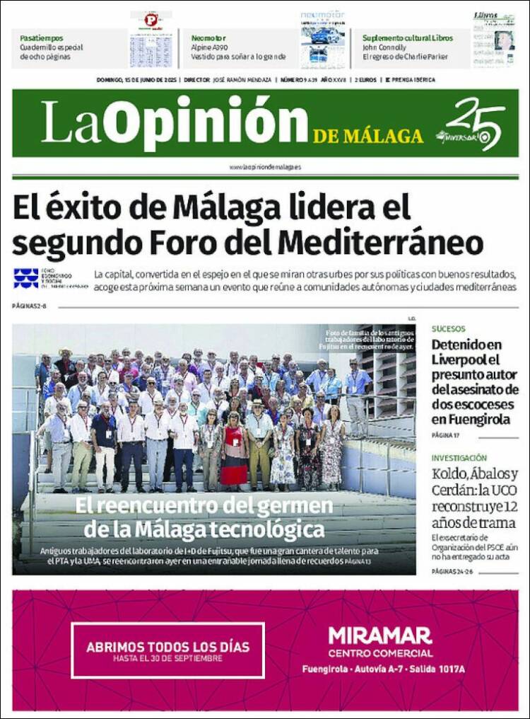 Portada de La Opinión de Málaga (España)