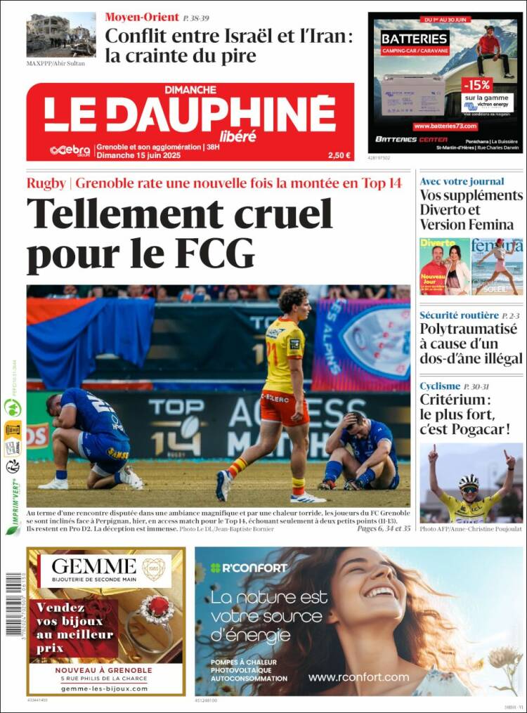 Portada de Le Dauphiné Libéré (France)
