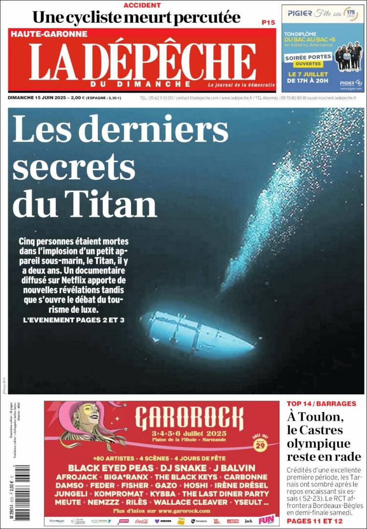 Portada de La Dépêche du Midi (France)