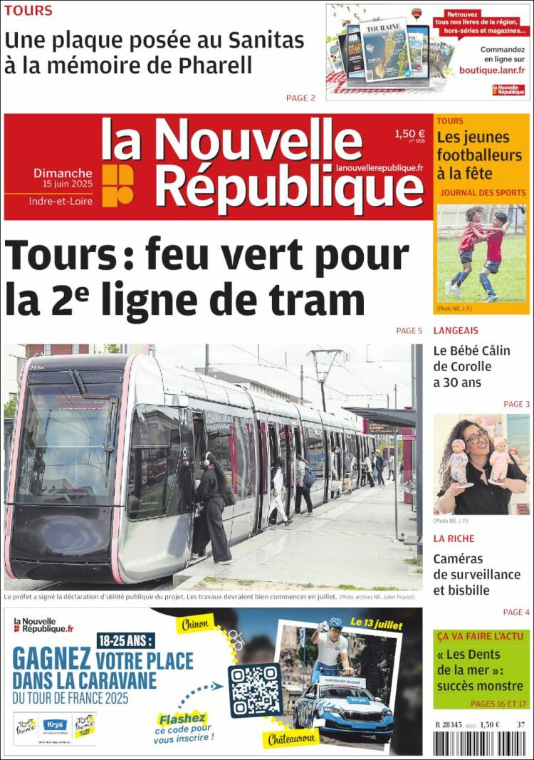 Portada de La Nouvelle Republique (France)