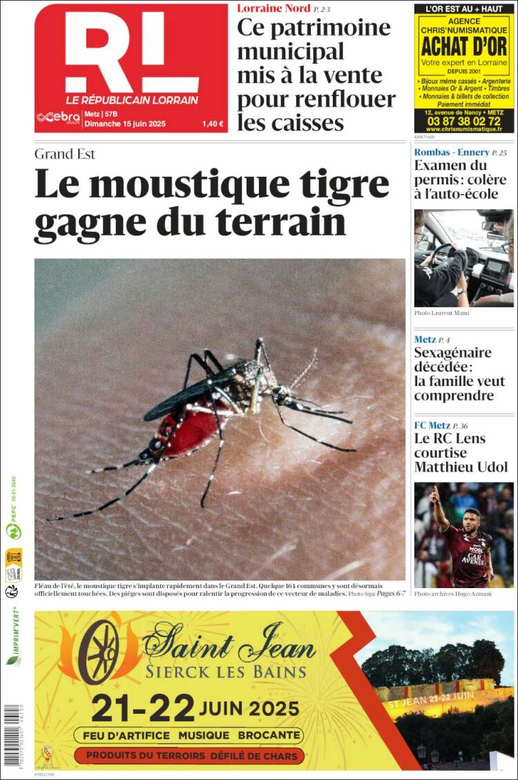 Portada de Le Republicain Lorrain (France)