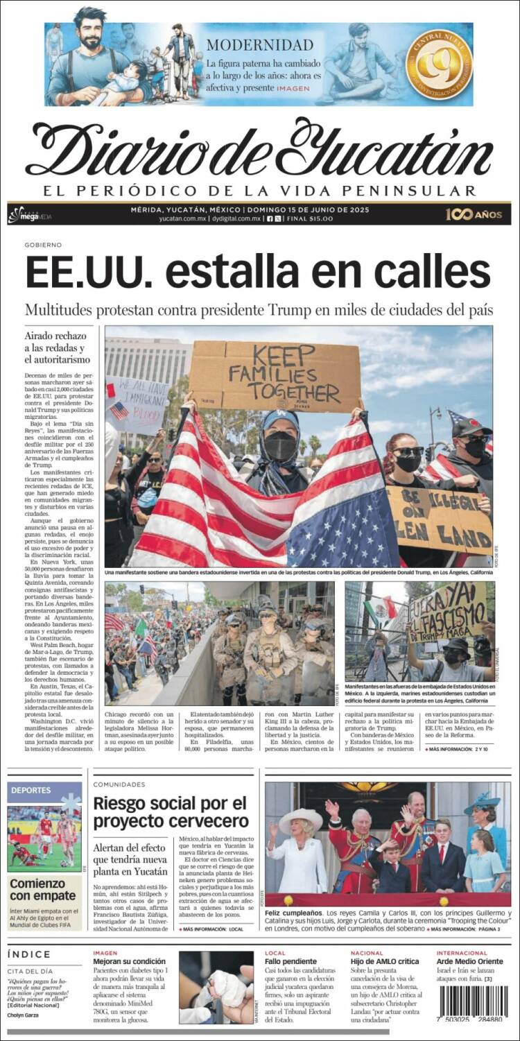 Portada de Diario de Yucatán (México)