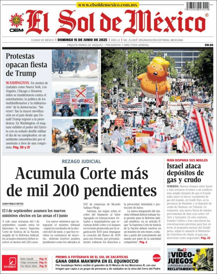 Portada de El Sol de México (México)