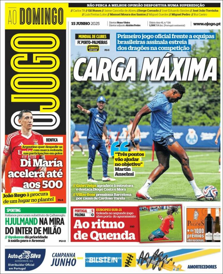 Portada de O Jogo (Portugal)