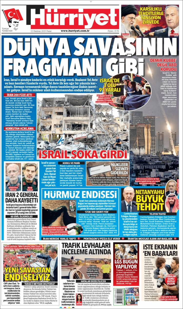 Portada de Hürriyet (Turquía)