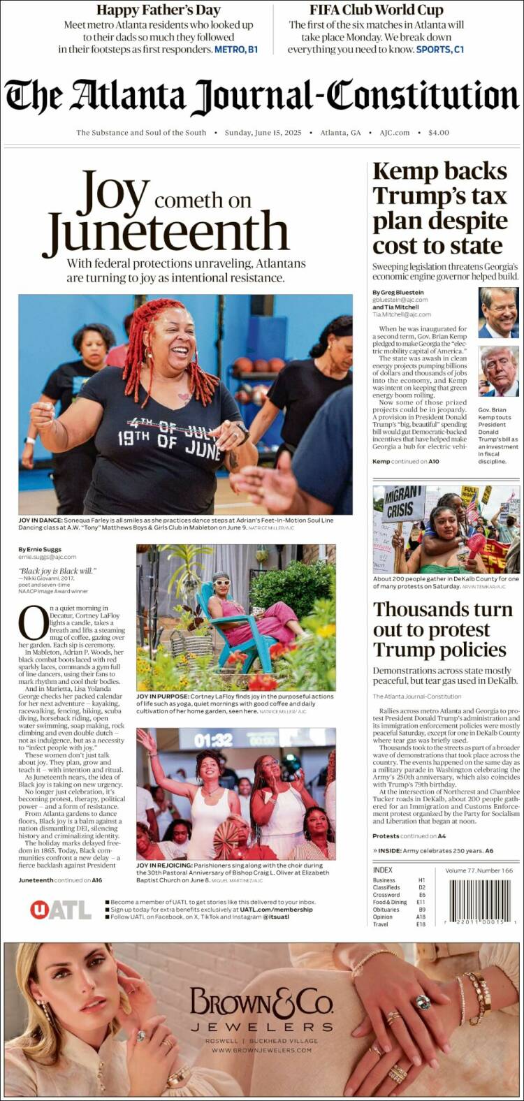 Portada de The Atlanta Journal-Constitution (USA)