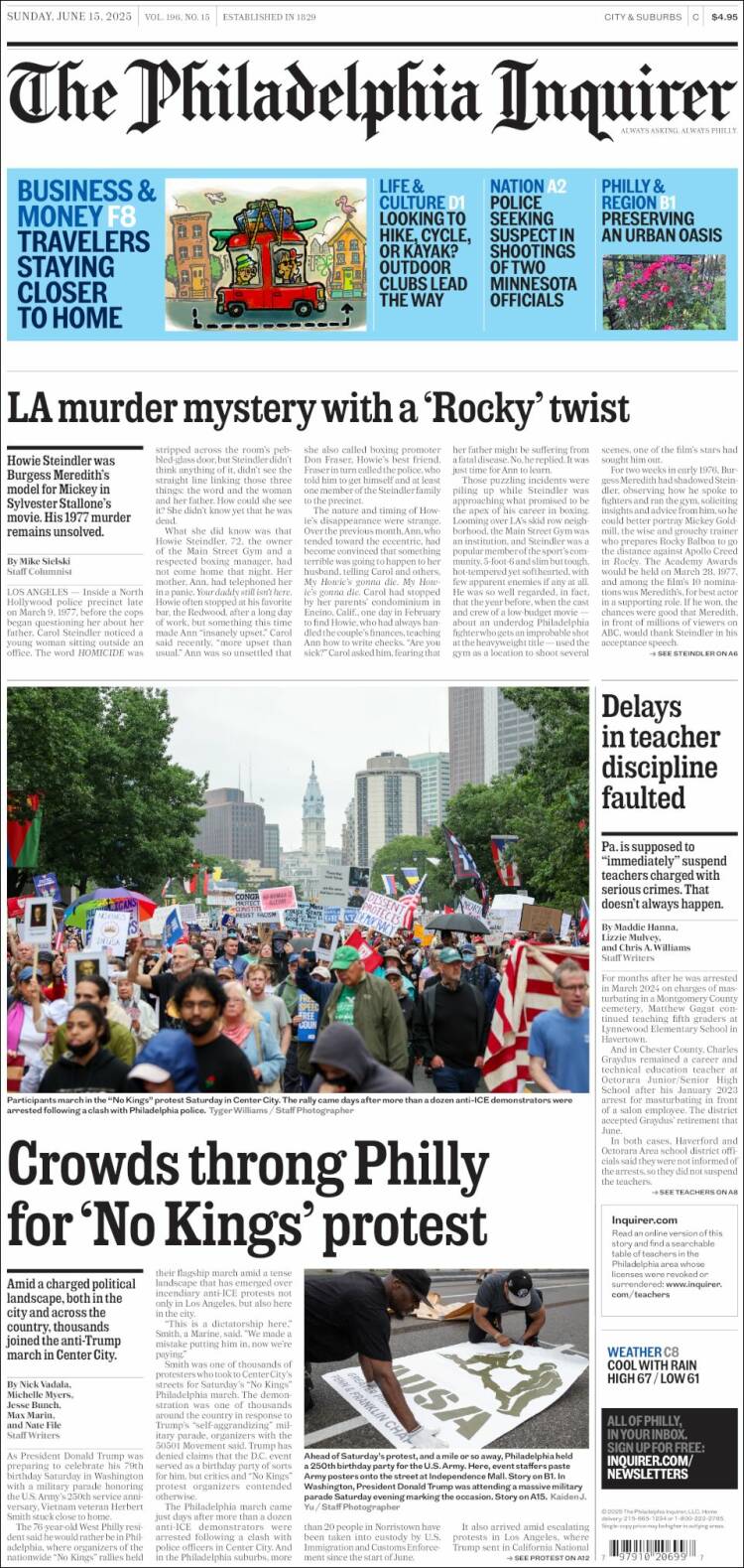 Portada de Philadelphia Inquirer (USA)