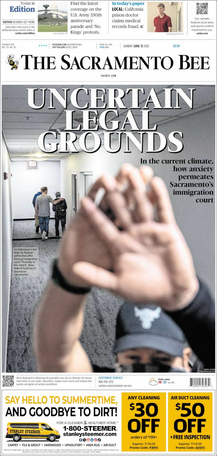 Portada de The Sacramento Bee (USA)