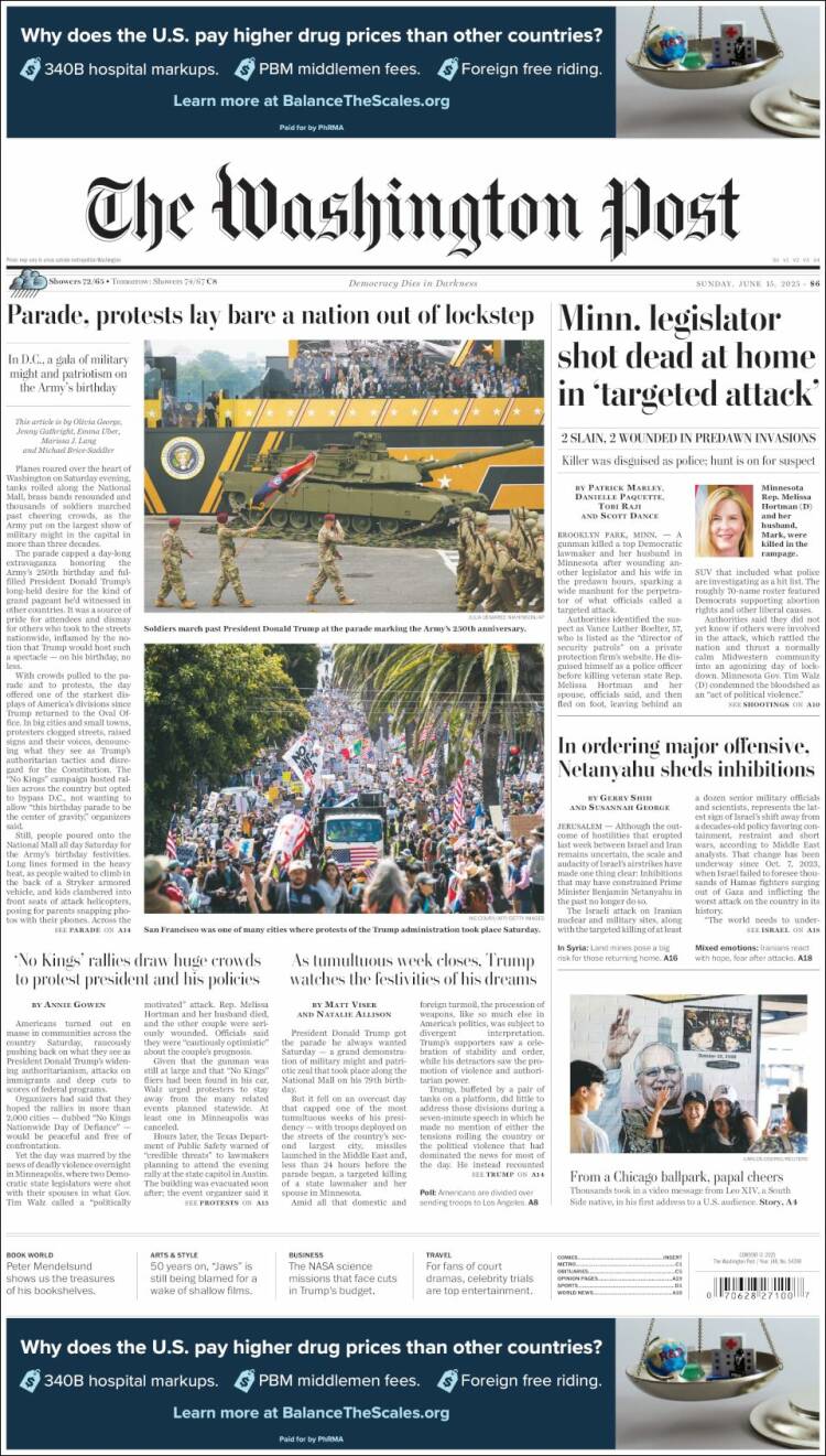 Portada de The Washington Post (USA)