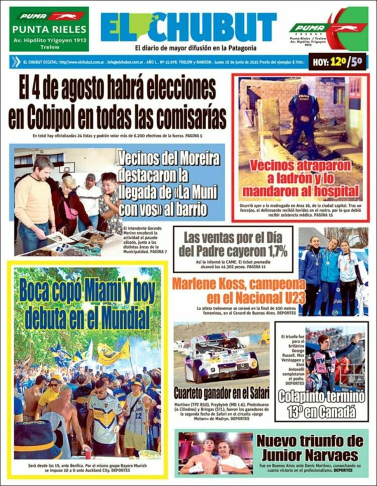 Portada de El Chubut (Argentina)