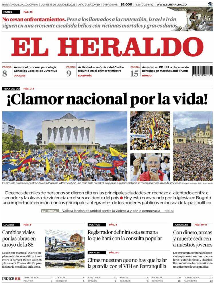 Portada de El Heraldo (Colombia)