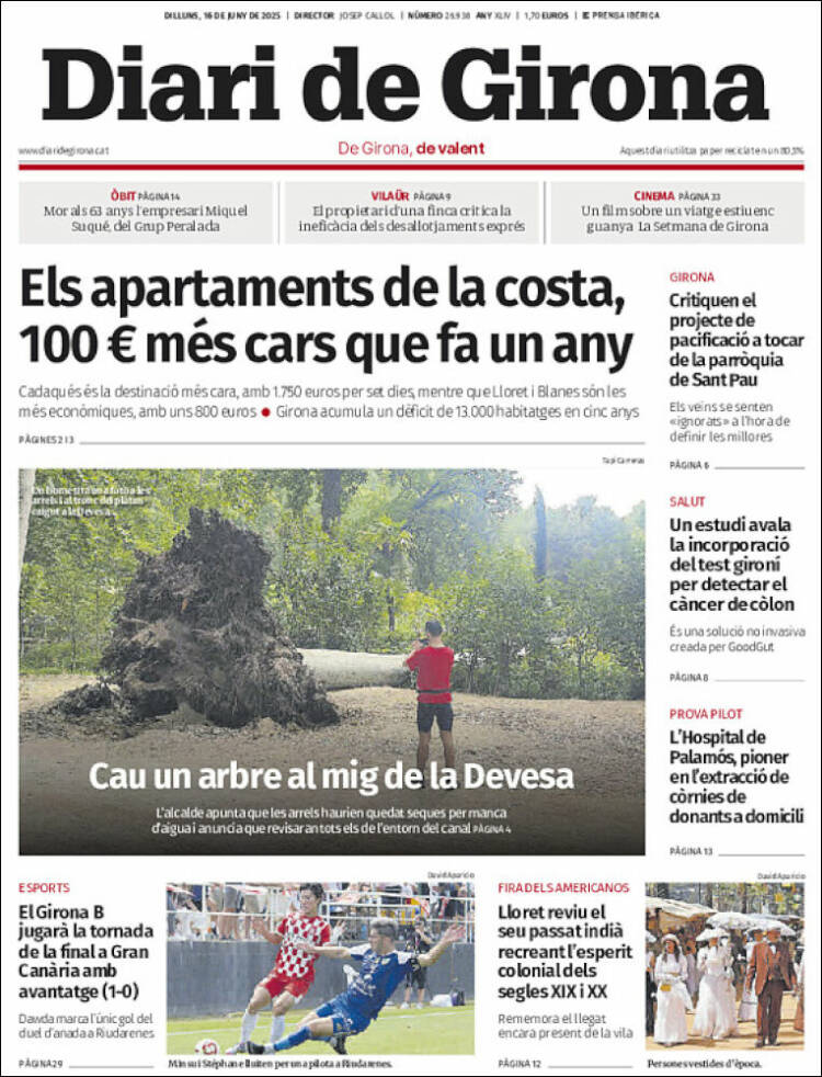 Portada de Diari de Girona (España)