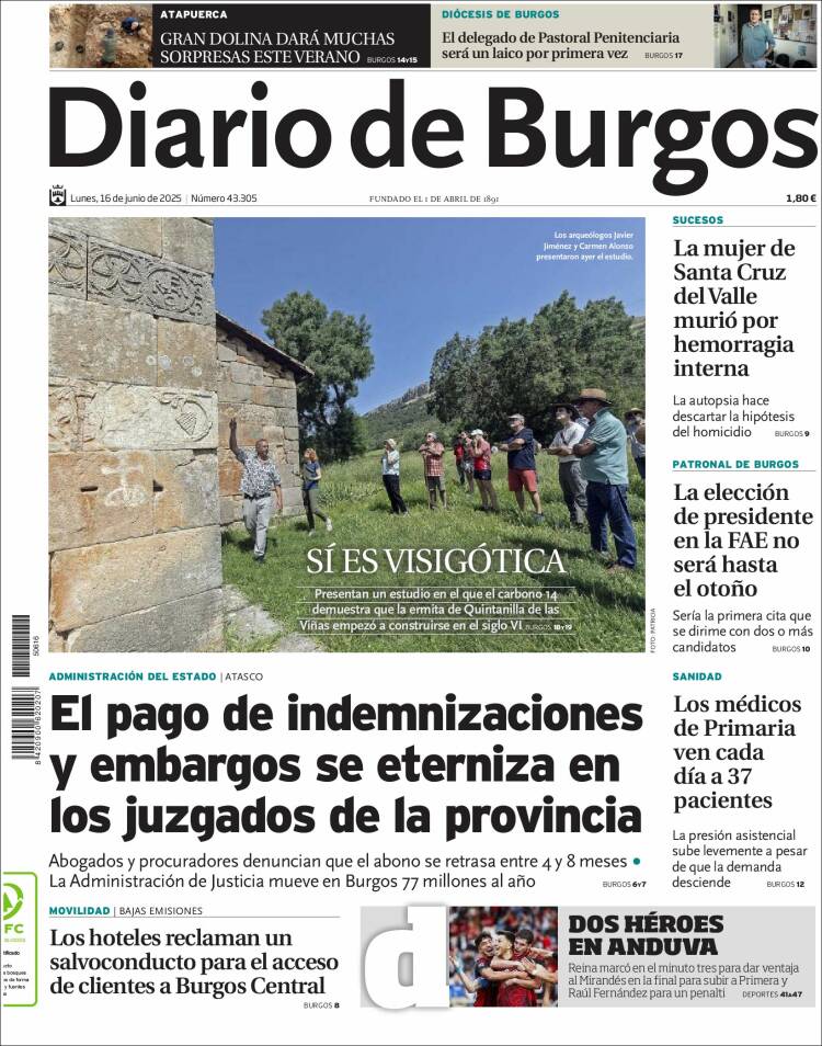 Portada de Diario de Burgos (España)