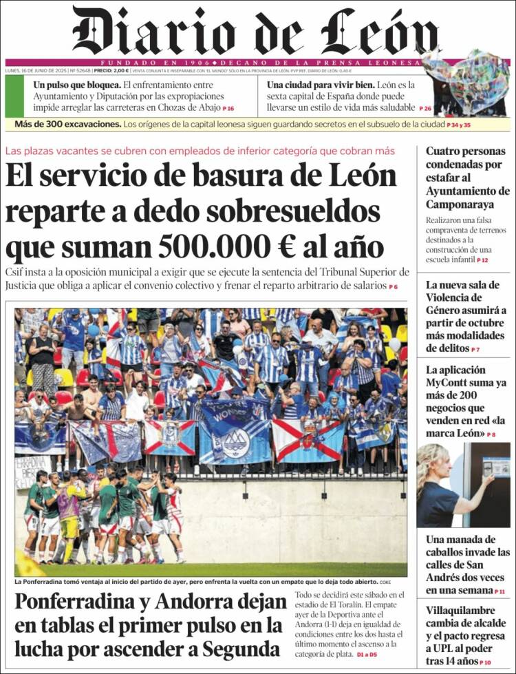 Portada de Diario de León (España)