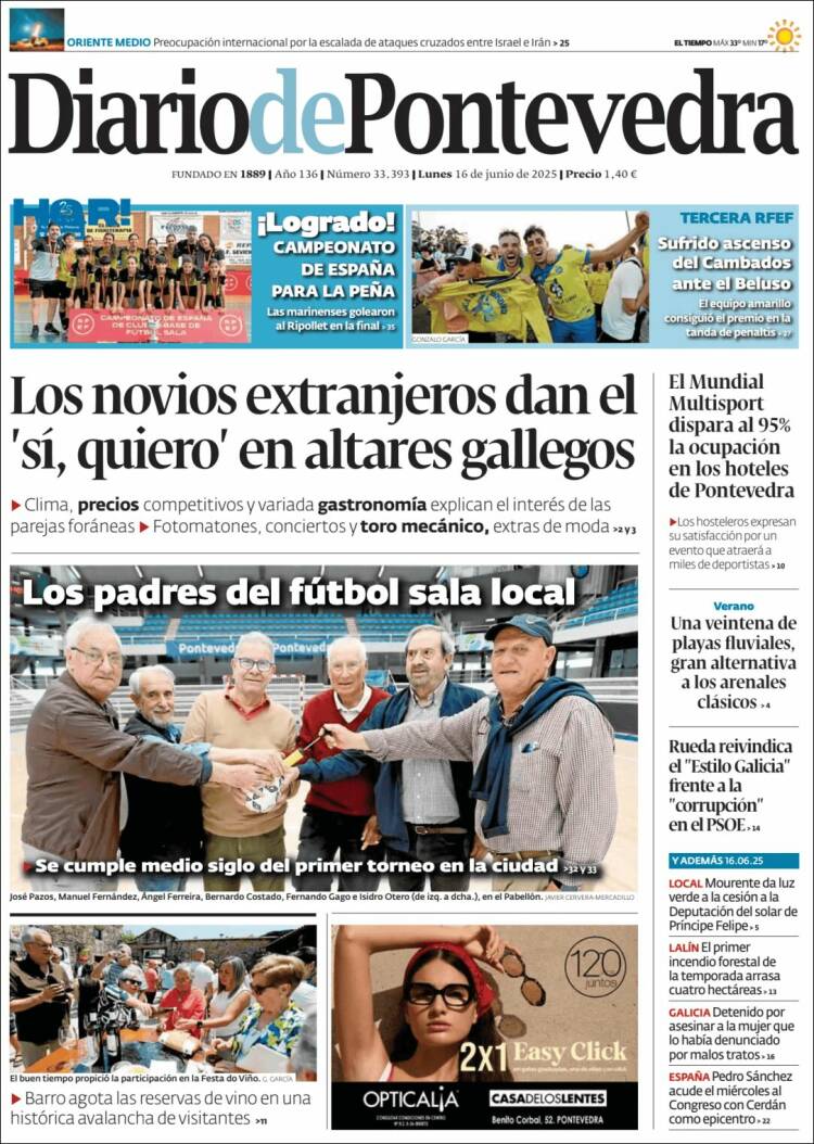 Portada de Diario de Pontevedra (España)