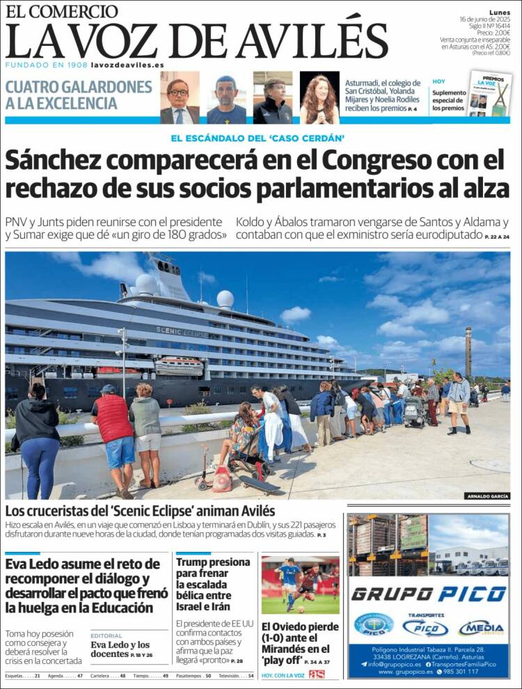 Portada de El Comercio - Avilés (España)