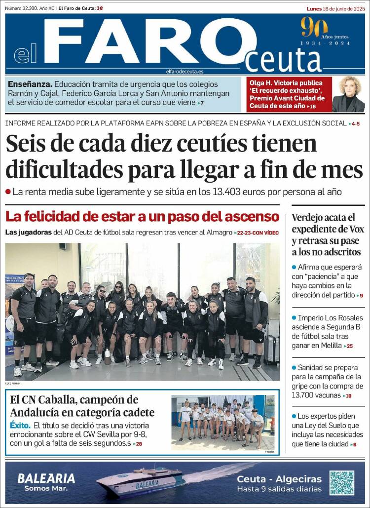 Portada de El Faro de Ceuta (España)