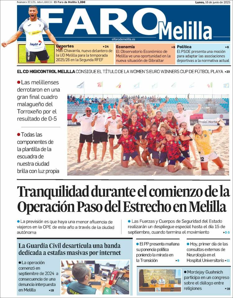 Portada de El Faro de Melilla (España)