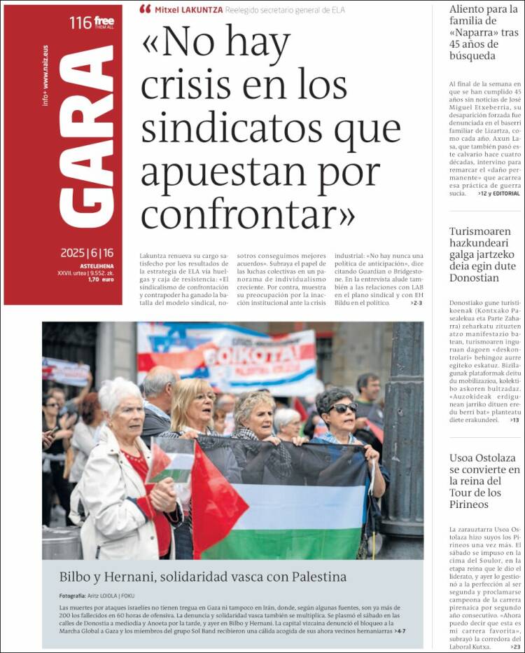 Portada de Gara (España)