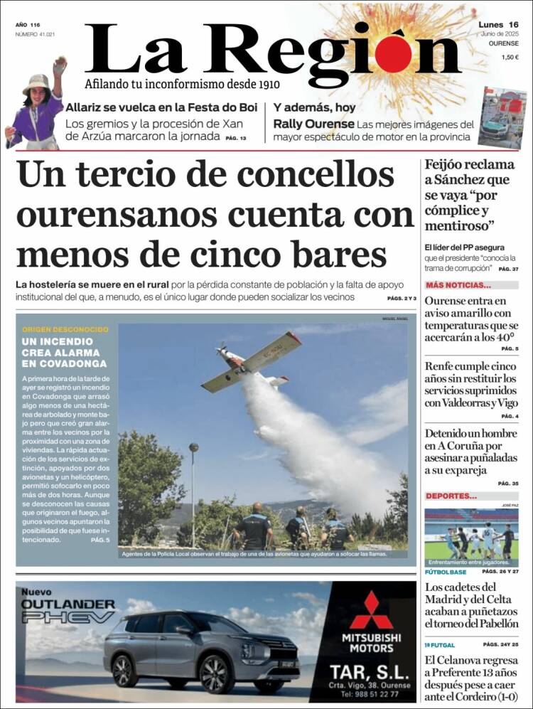 Portada de La Región de Ourense (España)