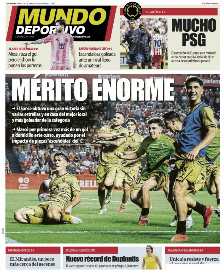 Portada de Mundo Deportivo Gipuzkoa (España)