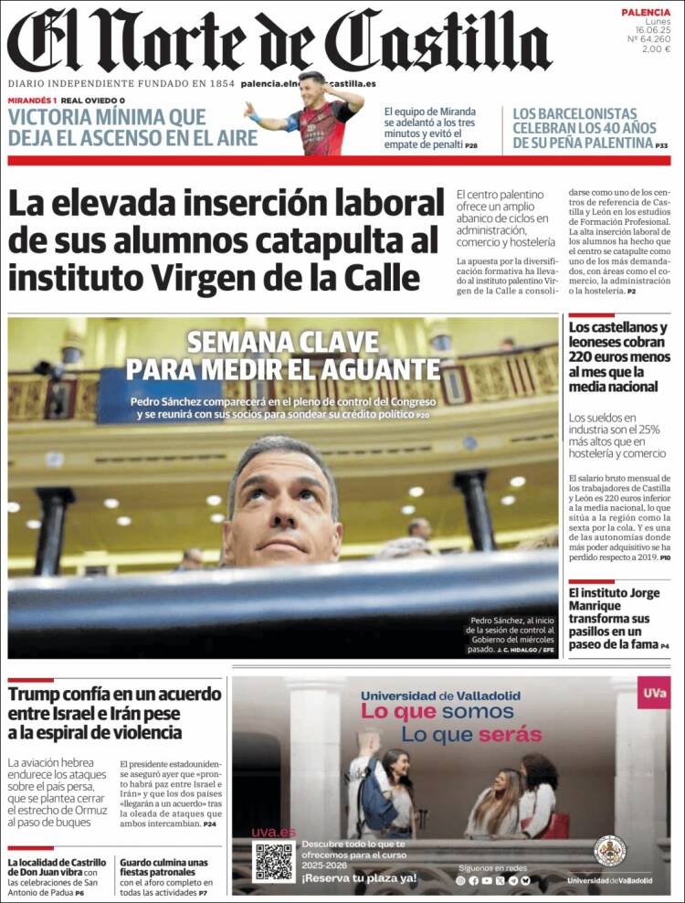 Portada de Norte de Castilla - Palencia (España)