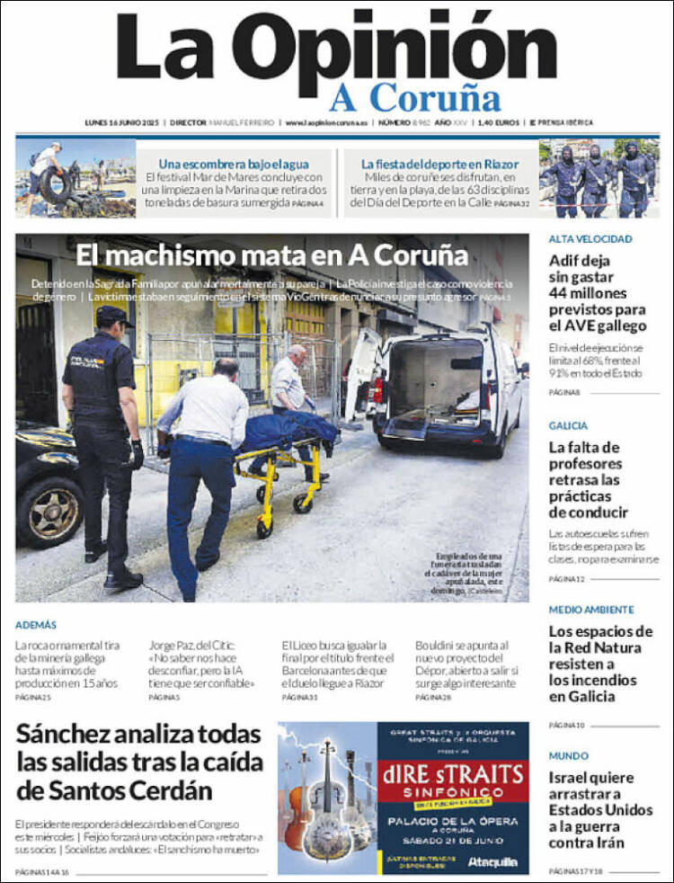 Portada de La Opinión de A Coruña (España)